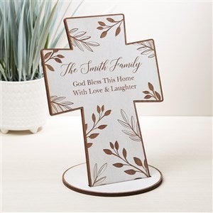 God Bless Our Home Personalized Whitewash Wood Cross Keepsake