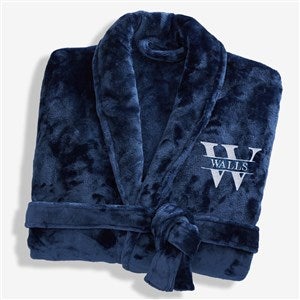 Lavish Last Name Embroidered Fleece Robe- Navy - #33287-N
