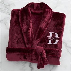 Lavish Last Name Embroidered Fleece Robe - Maroon - Unique Christmas Gifts For Him