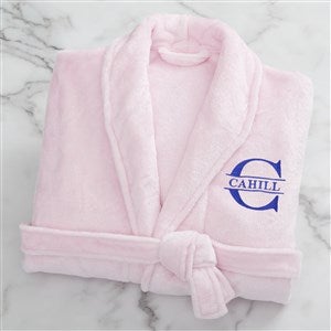 Lavish Last Name Embroidered Fleece Robe - Pink