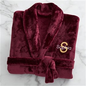 Playful Name Embroidered Fleece Robe - Maroon