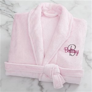 Playful Name Embroidered Fleece Robe - Pink
