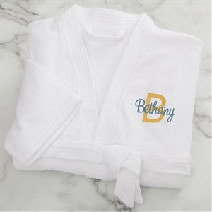 Playful Name Embroidered White Velour Robe