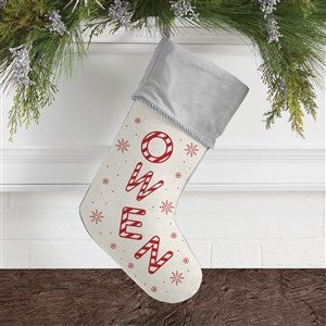 Candy Cane Lane Personalized Grey Christmas Stocking