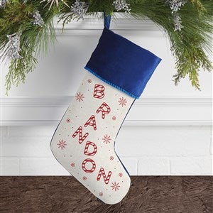 Candy Cane Lane Personalized Blue Christmas Stocking