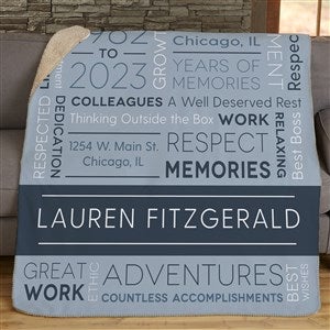 Retirement Memories Personalized 50x60 Sherpa Blanket