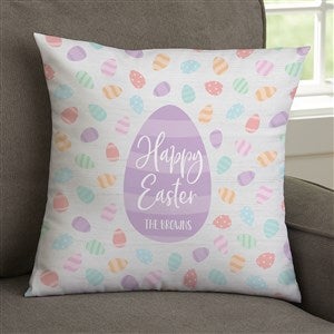 Happy Easter Eggs Personalized 14x14 Velvet Throw Pillow