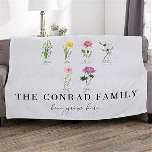 Birth Month Flower Personalized 50x60 Plush Fleece Blanket