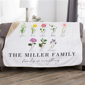 Birth Month Flower Personalized 50x60 Sherpa Blanket