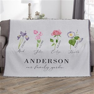 Birth Month Flower Personalized 56x60 Woven Throw