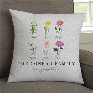 Personalized Birth Month Flower 14x14 Throw Pillow - Best Birthday Gift Ideas