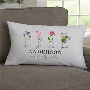 Birth Month Flower Personalized Lumbar Velvet Throw Pillow