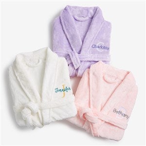 Playful Name Short Embroidered Fleece Robes - 33469