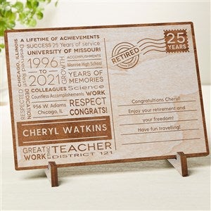 Retirement Memories Personalized Whitewash Wood Postcard
