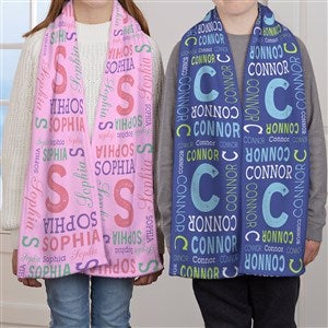 Repeating Name Personalized Kid's Fleece Scarf