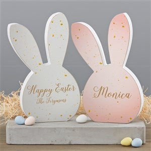 Speckled Personalized Wooden Bunny Shelf Decoration
