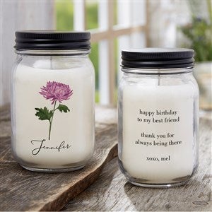 Personalized Birth Month Flower Farmhouse Candle Jar - Best Birthday Gift Ideas - #33533