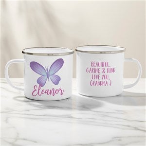 Watercolor Brights Butterfly Personalized Kids Enamel Mug-Large