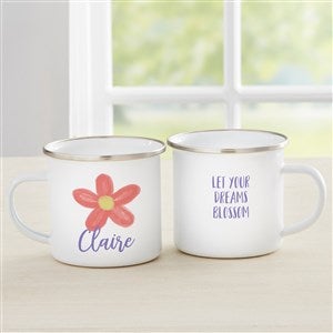 Watercolor Brights Flower Personalized Kids Enamel Mug
