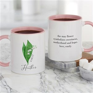 Birth Month Flower Personalized Coffee Mug 11oz Pink