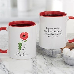 Birth Month Flower Personalized Coffee Mug 11oz Red