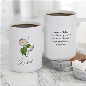 Birth Month Flower Personalized Coffee Mug 15oz White