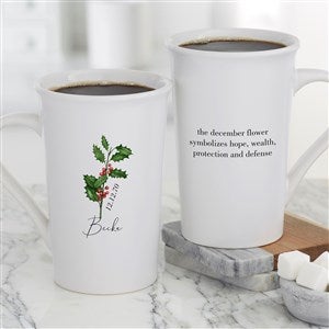 Birth Month Flower Personalized Latte Mug 16oz White