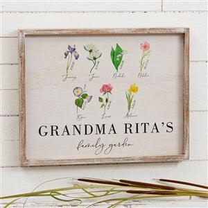 Grandma's Birth Month Flowers Whitewashed Frame Wall Art 14x18