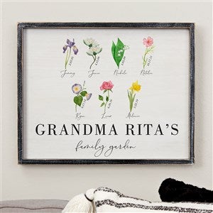 Grandma's Birth Month Flowers Blackwashed Frame Wall Art 14x18