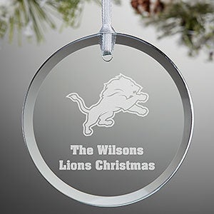 NFL Detroit Lions Personalized Glass Ornament