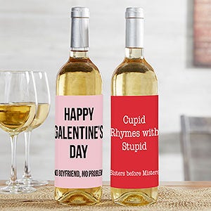 Galentine's Day Expressions Personalized Wine Bottle Label