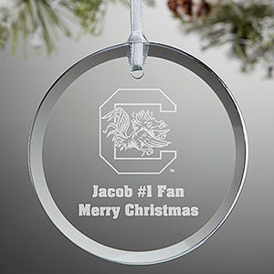 NCAA South Carolina Gamecocks Personalized Glass Ornament