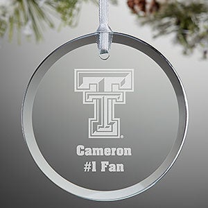 NCAA Texas Tech Red Raiders Personalized Glass Ornament