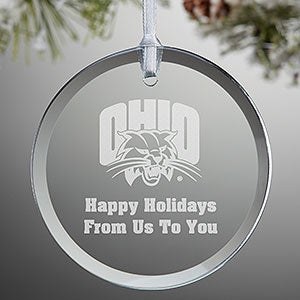NCAA Ohio Bobcats Personalized Glass Ornament