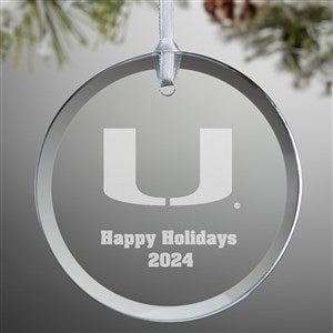 NCAA Miami Hurricanes Personalized Glass Ornament