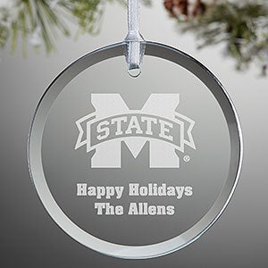 NCAA Mississippi State Bulldogs Personalized Glass Ornament