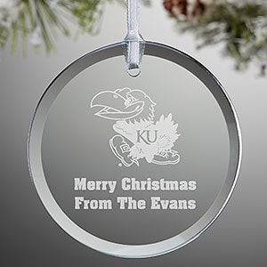 NCAA Kansas Jayhawks Personalized Glass Ornament