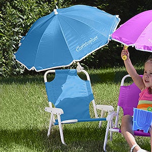 Personalized Beach Chair & Umbrella Set- Sail Blue