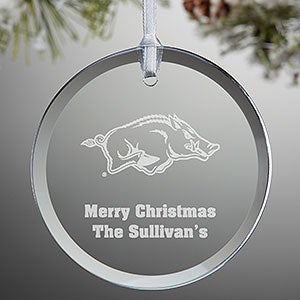 NCAA Arkansas Razorbacks Personalized Glass Ornament