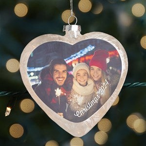 Precious Photo Personalized Lightable Frosted Glass Heart Ornament - #33862