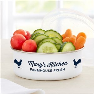 Farmhouse Kitchen Personalized Enamel Bowl with Lid
