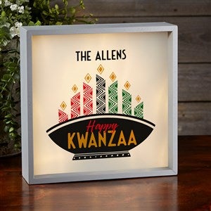 Kwanzaa Personalized Grey LED Light Shadow Box 10x10