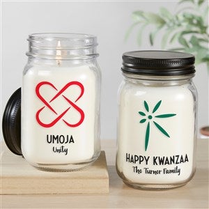 Kwanzaa Icons Personalized Farmhouse Candle Jar