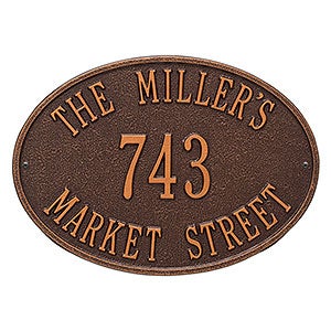 Hawthorne House Address Personalized Aluminum Plaque- Antique Copper