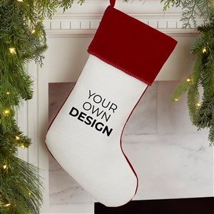 Design Your Own Personalized Christmas Stocking- White with Burgundy Cuff