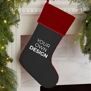Design Your Own Personalized Christmas Stocking- Black with Burgundy Cuff