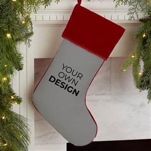 Design Your Own Personalized Christmas Stocking- Grey with Burgundy Cuff