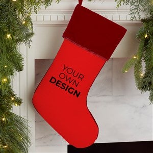 Design Your Own Personalized Christmas Stocking- Red with Burgundy Cuff