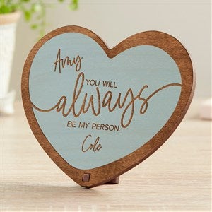 You Are My Person Personalized Blue Stain Wood Heart Keepsake