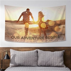 Name & Photo Personalized 35x60 Wall Tapestry - Horizontal